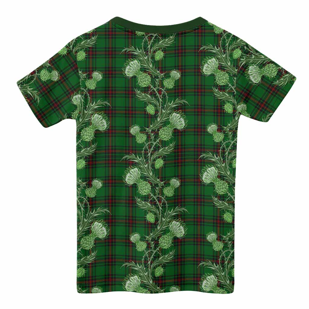 Kinnear Tartan Kid T-shirt Seamless Scottish Thistle Flowers