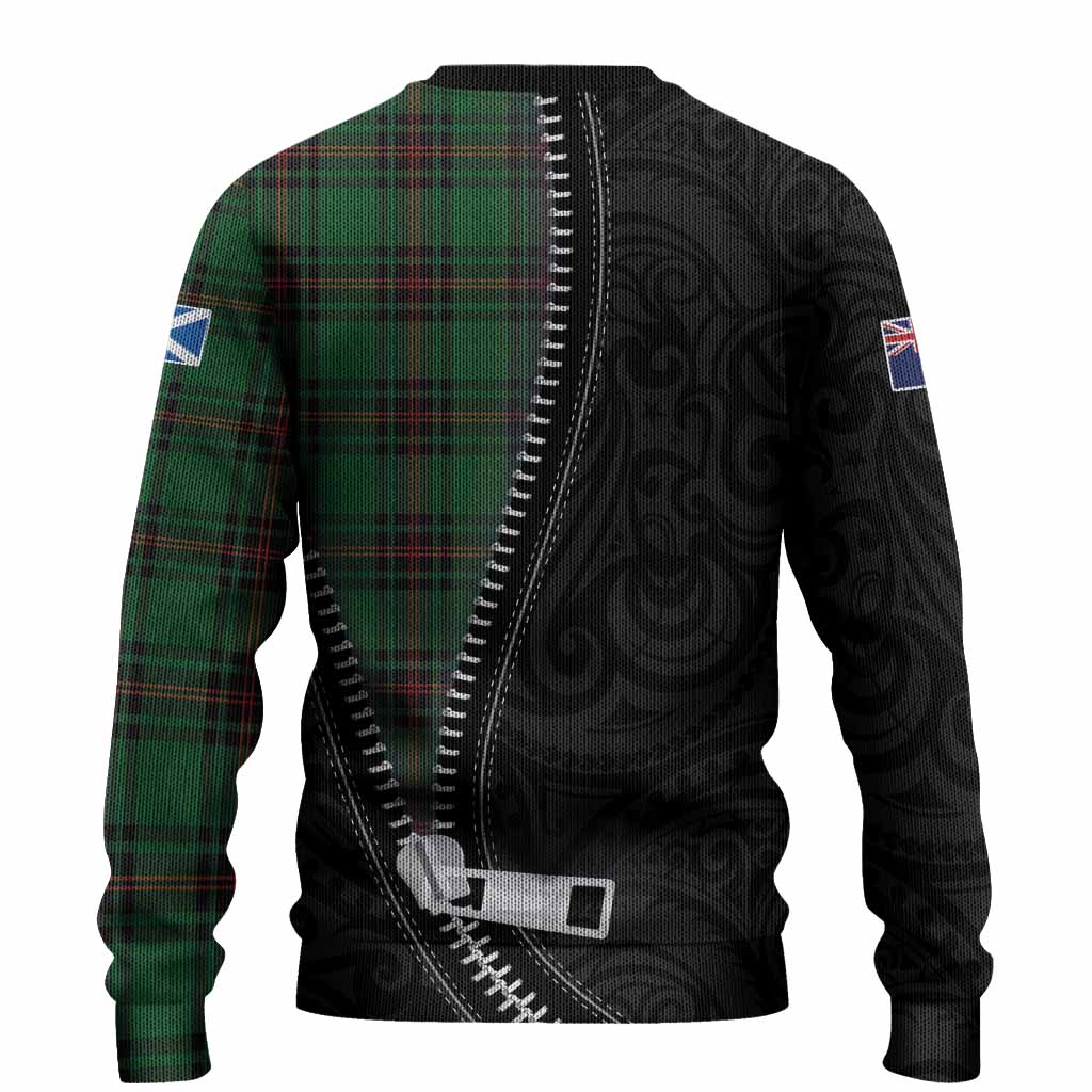 Kinnear Tartan Knitted Sweater New Zealand Pattern Unique Zipper Stylized