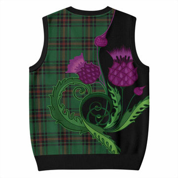 Kinnear Tartan Knitted V-Neck Vest Traditional Scottish Thistle