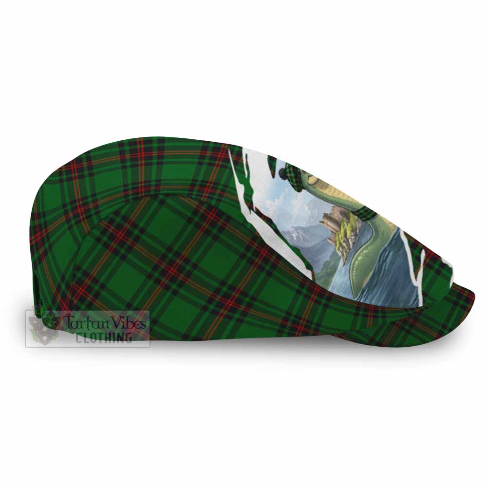 Kinnear Tartan Loch Ness Monster Scottish Heritage Art Flat Cap, Jeff Cap