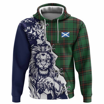 Kinnear Tartan Scottish Hoodie Angry Lion With Soccer Ball Style
