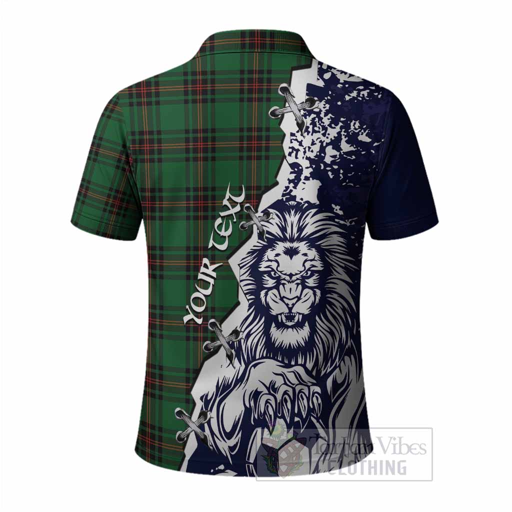 Kinnear Tartan Scottish Polo Shirt Angry Lion With Soccer Ball Style