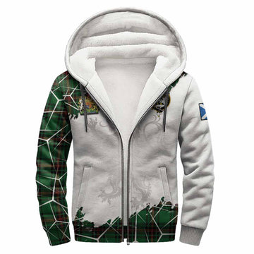 Kinnear Tartan Sherpa Hoodie with Family Crest and Lion Rampant Grunge Style