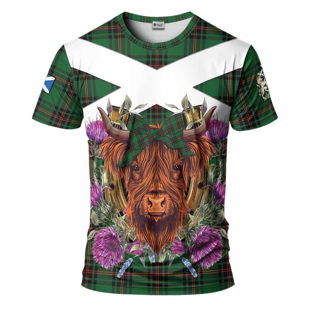 Kinnear Tartan T-Shirt Scottish Thistle Heilan Coo