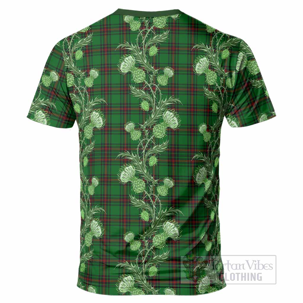 Kinnear Tartan T-Shirt Seamless Scottish Thistle Flowers