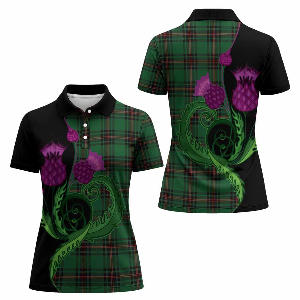 Kinnear Tartan Women Polo Shirt Traditional Scottish Thistle