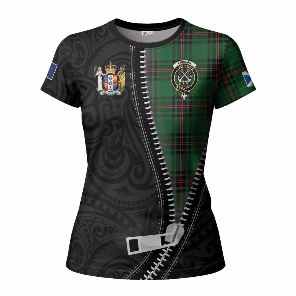 Kinnear Tartan Women T shirt New Zealand Pattern Unique Zipper Stylized