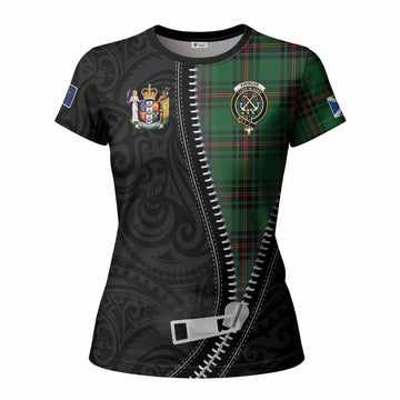 Kinnear Tartan Women T shirt New Zealand Pattern Unique Zipper Stylized