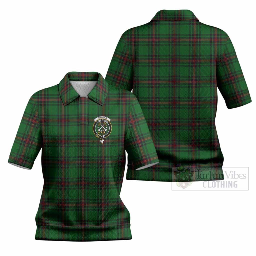 Kinnear Tartan Women’s Polo Sweater Top with Family Crest