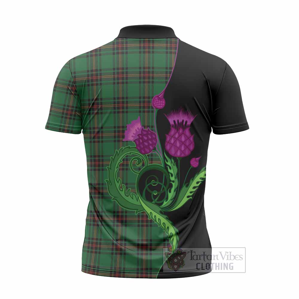 Kinnear Tartan Zipper Polo Shirt Traditional Scottish Thistle