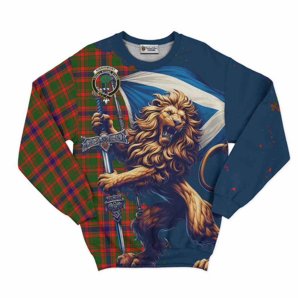 Kinninmont Tartan Family Crest Sweatshirt with Scottish Majestic Lion Unisex - Tartan Vibes Clothing