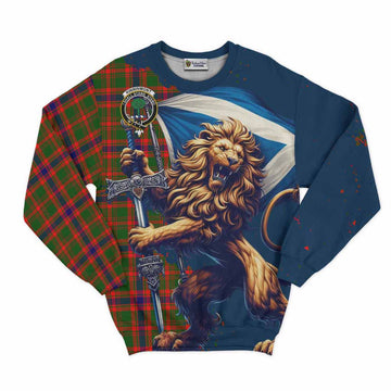 Kinninmont Tartan Family Crest Sweatshirt with Scottish Majestic Lion Unisex - Tartan Vibes Clothing