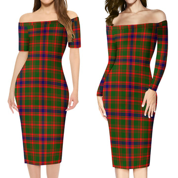 Kinninmont Tartan Off Shoulder Lady Dress Women's Dress - Tartan Vibes Clothing
