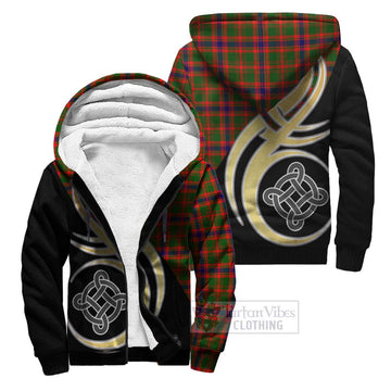 Kinninmont Tartan Sherpa Hoodie with Family Crest and Celtic Symbol Style Unisex S - Tartan Vibes Clothing
