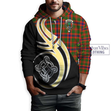 Kinninmont Tartan Hoodie with Family Crest and Celtic Symbol Style Zip Hoodie - Tartan Vibes Clothing