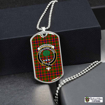 Kinninmont Tartan Dog Tag Necklace with Family Crest Silver No - Tartan Vibes Clothing