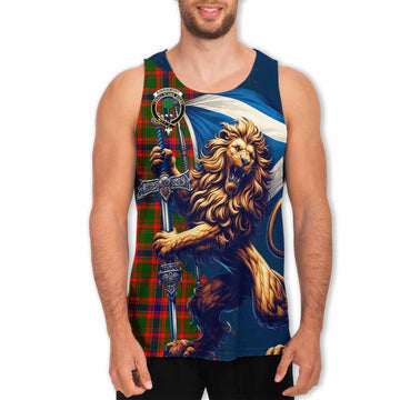 Kinninmont Tartan Family Crest Men's Tank Top with Scottish Majestic Lion Men - Tartan Vibes Clothing