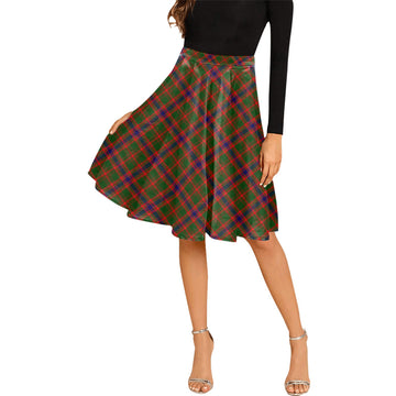 Kinninmont Tartan Melete Pleated Midi Skirt Cross Style Female - Tartan Vibes Clothing