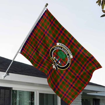 Tartan Vibes Clothing Kinninmont Tartan House Flag with Family Crest
