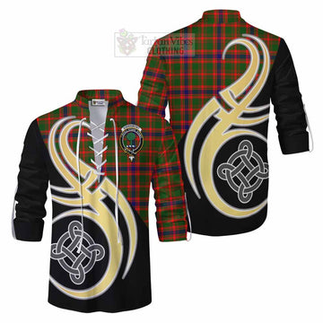Kinninmont Tartan Ghillie Kilt Shirt with Family Crest and Celtic Symbol Style Men - Tartan Vibes Clothing