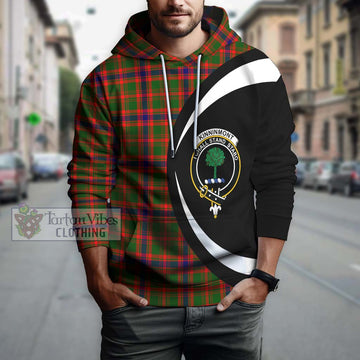 Kinninmont Tartan Hoodie with Family Crest Circle Style Zip Hoodie - Tartan Vibes Clothing
