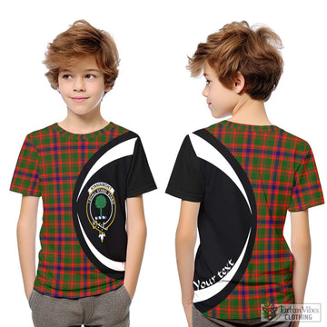 Kinninmont Tartan Kid T-Shirt with Family Crest Circle Style Youth XL Size14 - Tartan Vibes Clothing