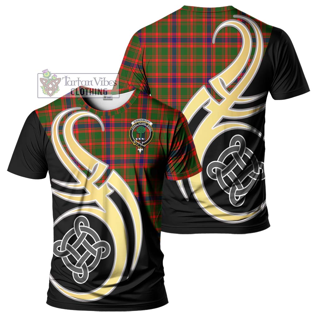 Kinninmont Tartan T-Shirt with Family Crest and Celtic Symbol Style Kid's Shirt - Tartan Vibes Clothing