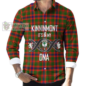 Kinninmont Tartan Long Sleeve Button Shirt with Family Crest DNA In Me Style Men's Shirt S - Tartanvibesclothing Shop
