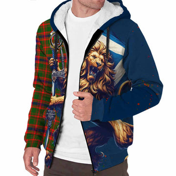 Kinninmont Tartan Family Crest Sherpa Hoodie with Scottish Majestic Lion Unisex S - Tartan Vibes Clothing