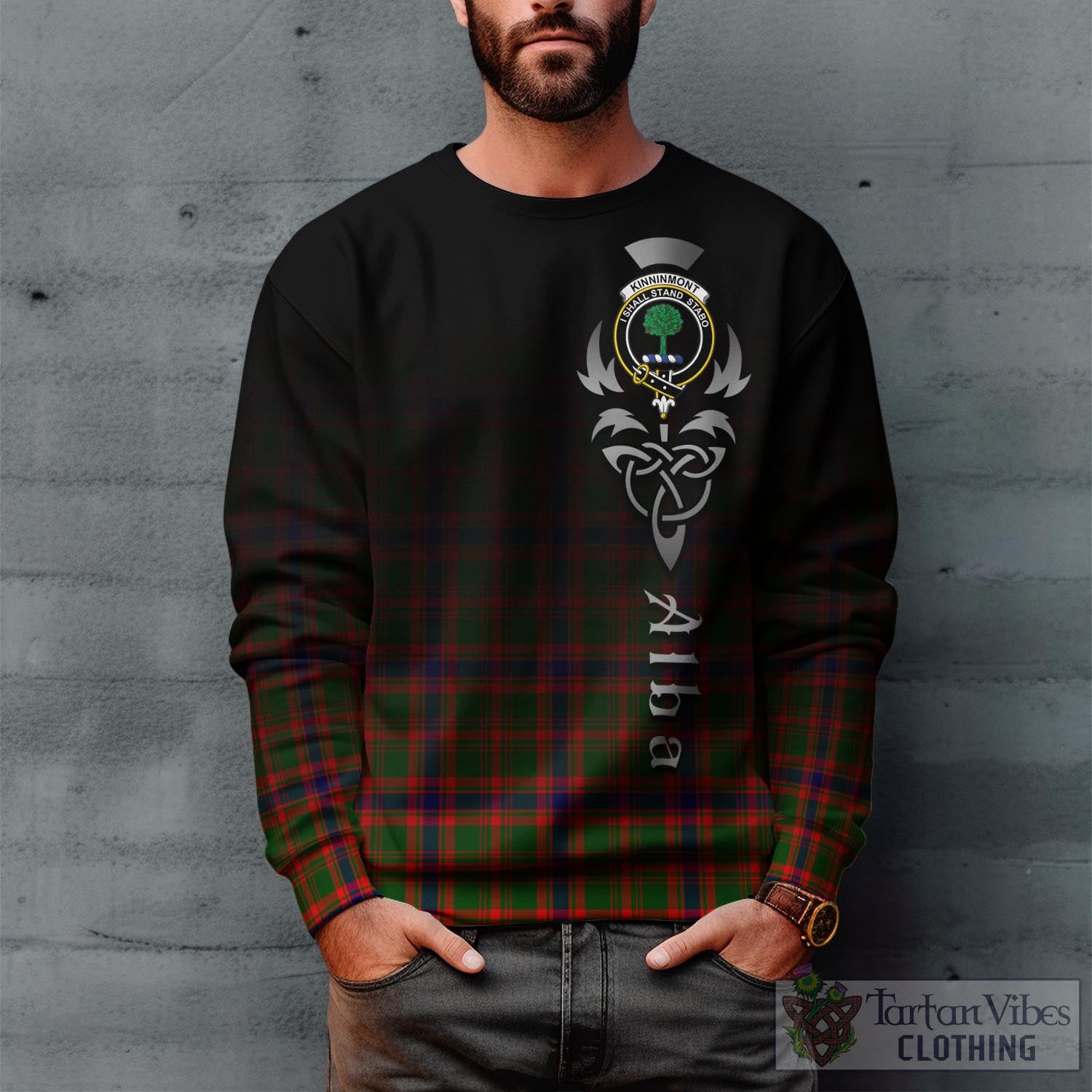 Kinninmont Tartan Sweatshirt Featuring Alba Gu Brath Family Crest Celtic Inspired Unisex - Tartan Vibes Clothing