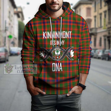 Kinninmont Tartan Hoodie with Family Crest DNA In Me Style Pullover Hoodie - Tartan Vibes Clothing