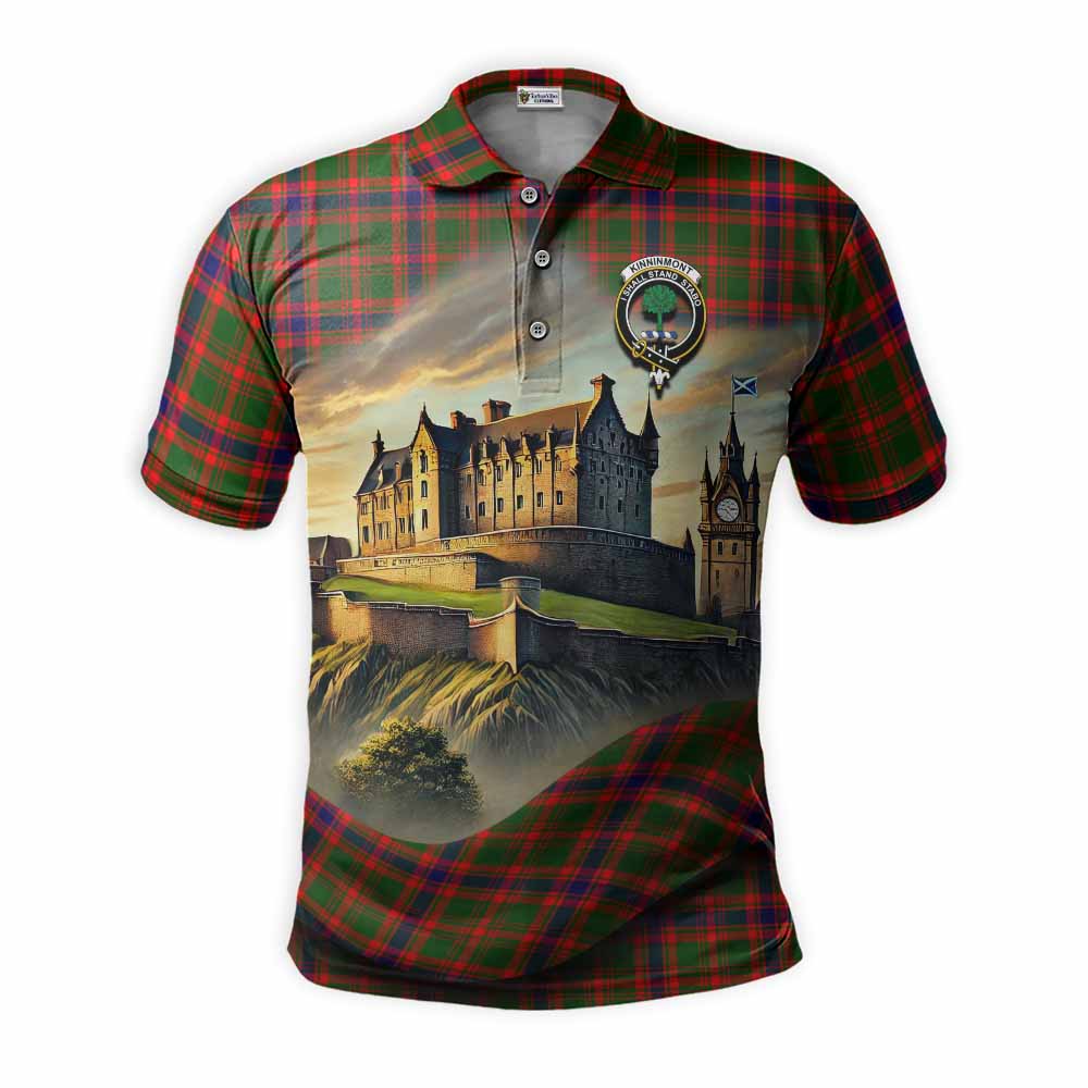 Tartan Vibes Clothing Kinninmont Tartan Family Crest Polo Shirt with Scottish Ancient Castle Stype