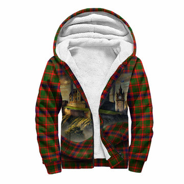 Kinninmont Tartan Family Crest Sherpa Hoodie with Scottish Ancient Castle Style Unisex S - Tartan Vibes Clothing