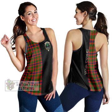 Kinninmont Tartan Women's Racerback Tanks with Family Crest and Half Of Me Style 4XL - Tartan Vibes Clothing
