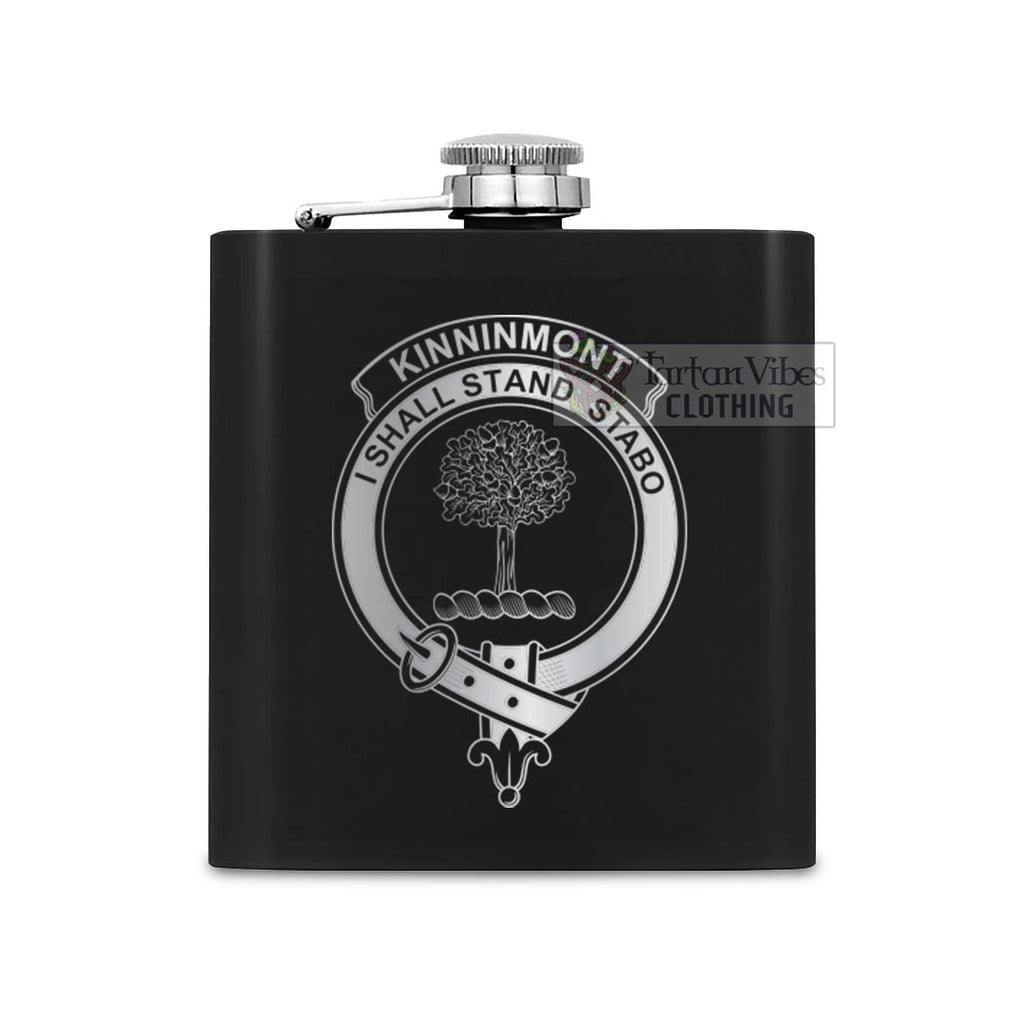 Kinninmont Crest Hip Flask Set 7oz Black Stainless Steel with A Gift Box One Size 7oz - 2D-tartanvibesclothing
