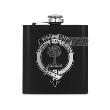 Kinninmont Crest Hip Flask Set 7oz Black Stainless Steel with A Gift Box One Size 7oz - 2D-tartanvibesclothing
