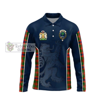 Kinninmont Tartan Long Sleeve Polo Shirt with Family Crest and Lion Rampant Vibes Sport Style Unisex - Tartan Vibes Clothing