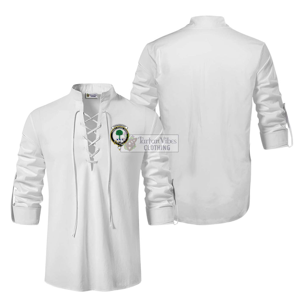 Kinninmont Clan Crest Ghillie Kilt Shirt Men White - 2D-tartanvibesclothing