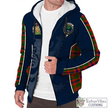 Kinninmont Tartan Sherpa Hoodie with Family Crest and Lion Rampant Vibes Sport Style