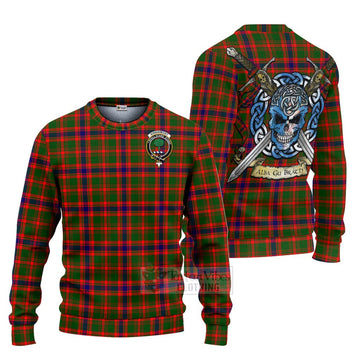 Kinninmont Tartan Ugly Sweater with Family Crest Celtic Skull Style Unisex - Tartan Vibes Clothing