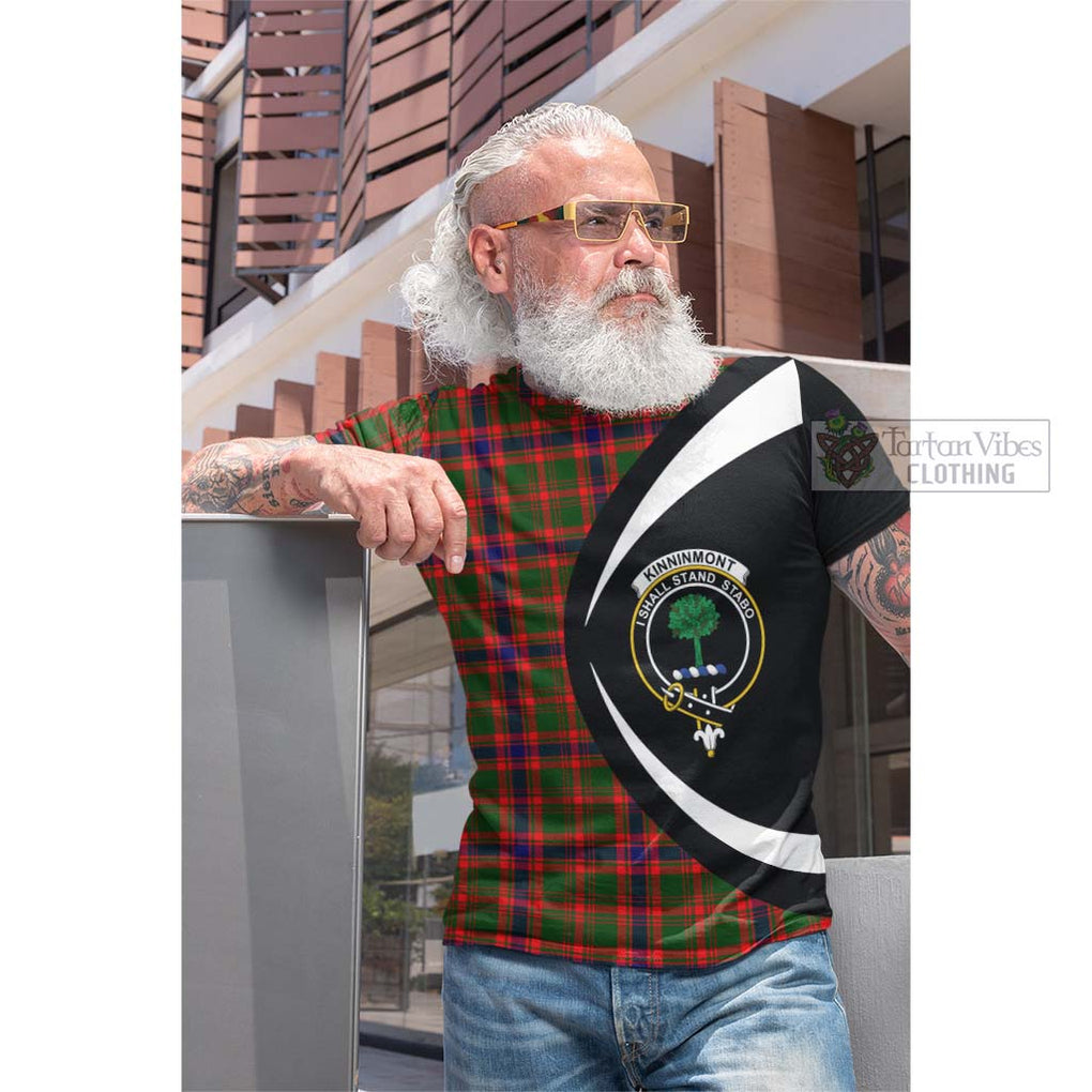 Kinninmont Tartan Cotton T-shirt with Family Crest Circle Style Men's Shirt - Tartan Vibes Clothing