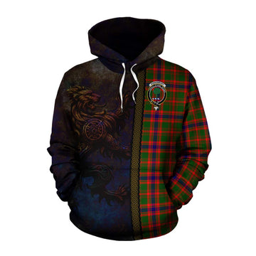 Kinninmont Tartan Family Crest Cotton Hoodie Alba Gu Brath Be Brave Lion Ancient Style Pullover Hoodie XS - Tartan Vibes Clothing