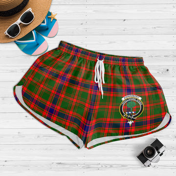 Kinninmont Tartan Womens Shorts with Family Crest 4XL - Tartan Vibes Clothing