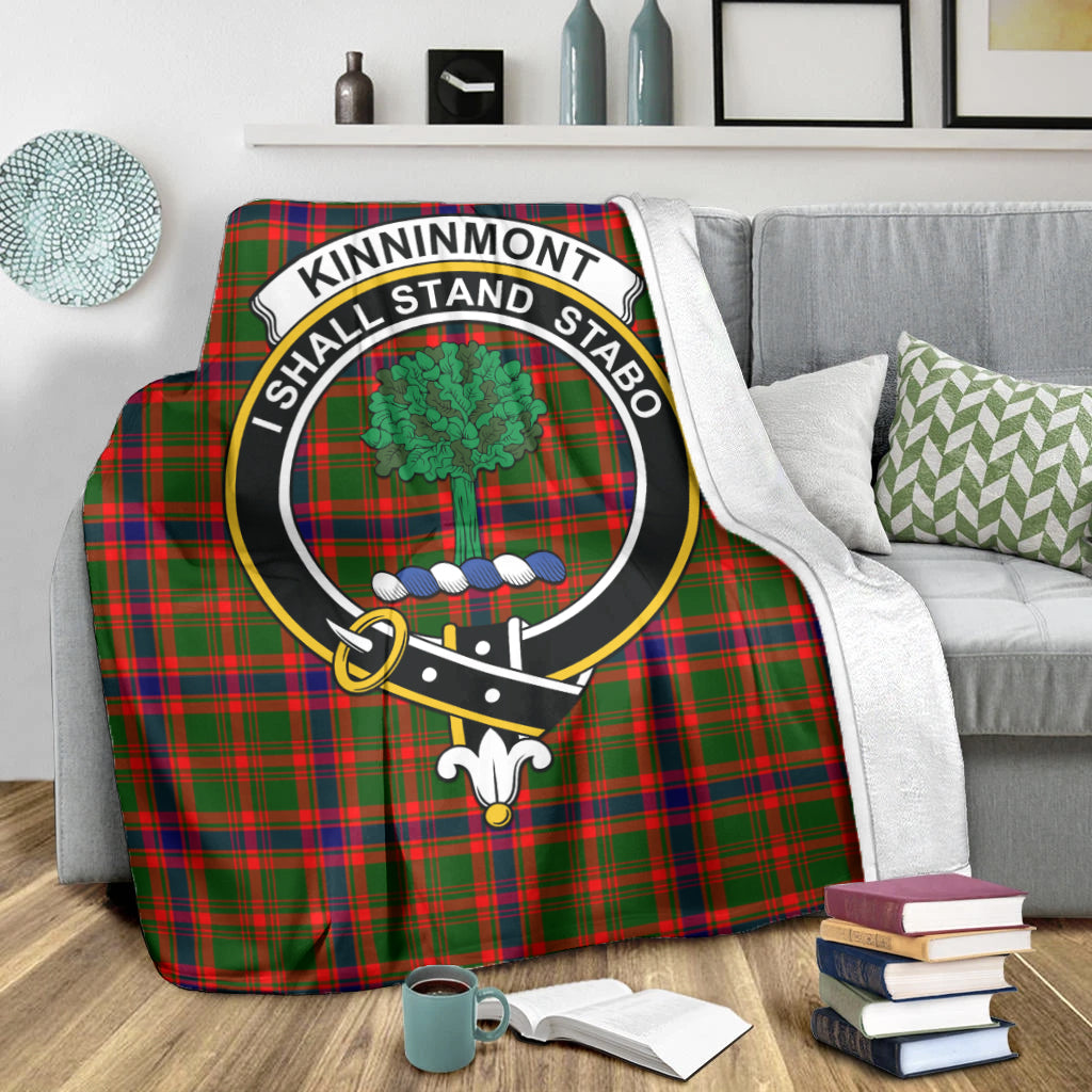 Kinninmont Tartan Blanket with Family Crest X-Large 59 x 79 inches 150 x 200 cm - Tartan Vibes Clothing