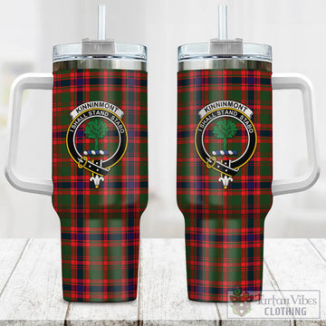 Kinninmont Tartan Tumbler with Handle with Family Crest One Size 40 OZ - Tartan Vibes Clothing