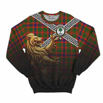 Kinninmont Crest Tartan Sweatshirt with Golden Lion Emblem Celtic Style Unisex - Tartan Vibes Clothing