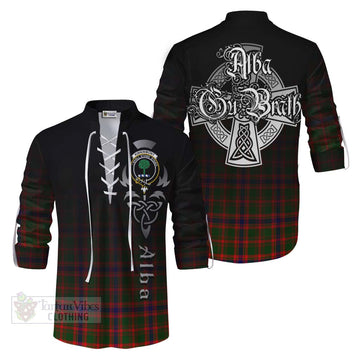 Kinninmont Tartan Ghillie Kilt Shirt Featuring Alba Gu Brath Family Crest Celtic Inspired Men - Tartan Vibes Clothing