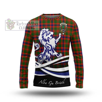 Kinninmont Tartan Long Sleeve T-Shirt with Alba Gu Brath Regal Lion Emblem Unisex - Tartan Vibes Clothing