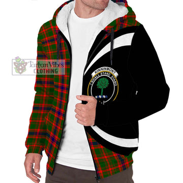 Kinninmont Tartan Sherpa Hoodie with Family Crest Circle Style Unisex S - Tartan Vibes Clothing
