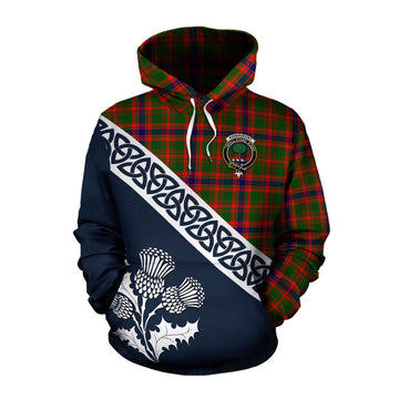 Kinninmont Tartan Cotton Hoodie Featuring Thistle and Scotland Map Pullover Hoodie XS - Tartan Vibes Clothing
